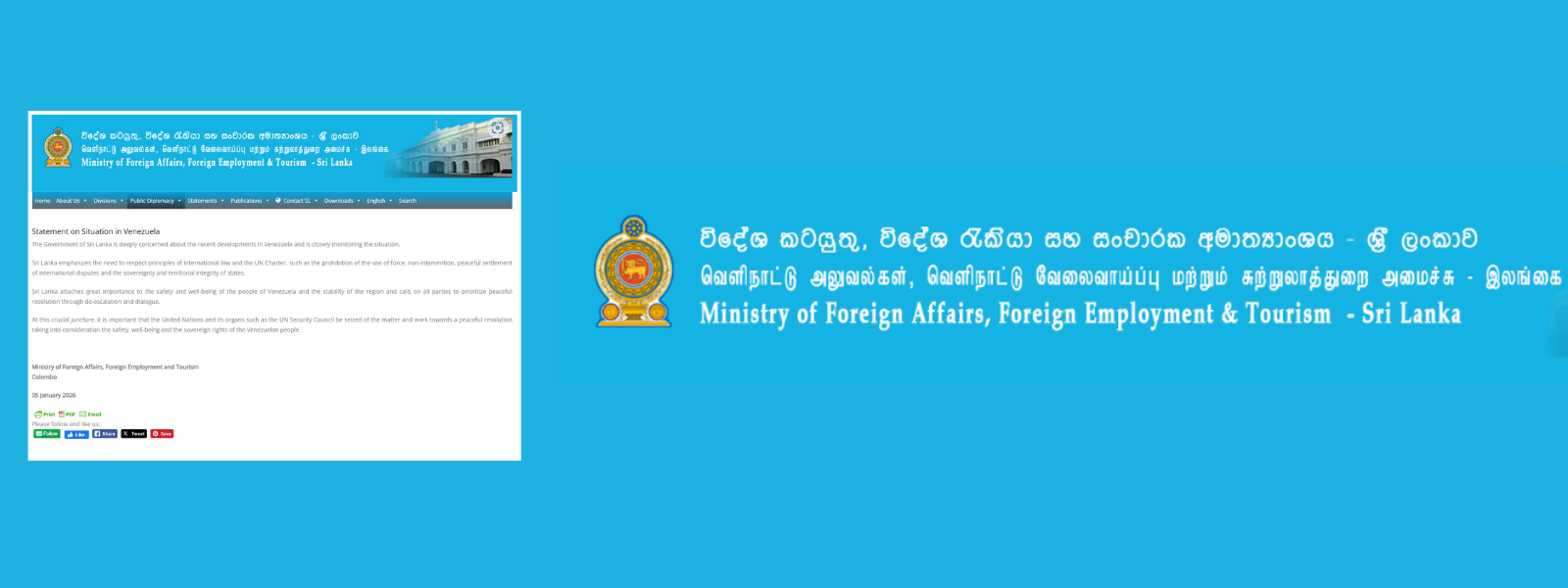 SL Calls For Peaceful Resolution In Venezuela